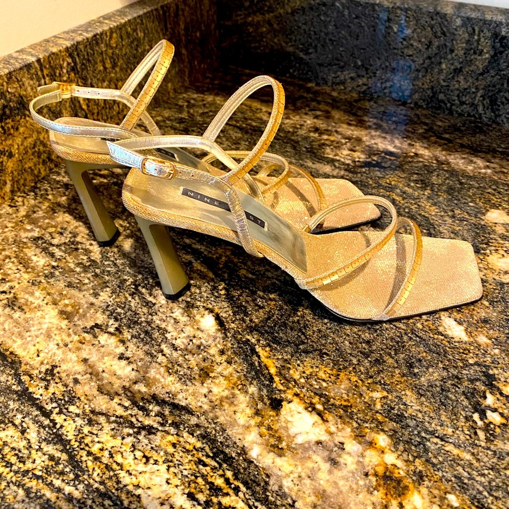 Gold sequined sandals
